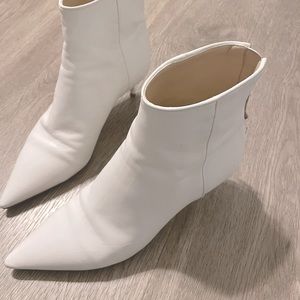 Alexandre Birman white kitten heel booties